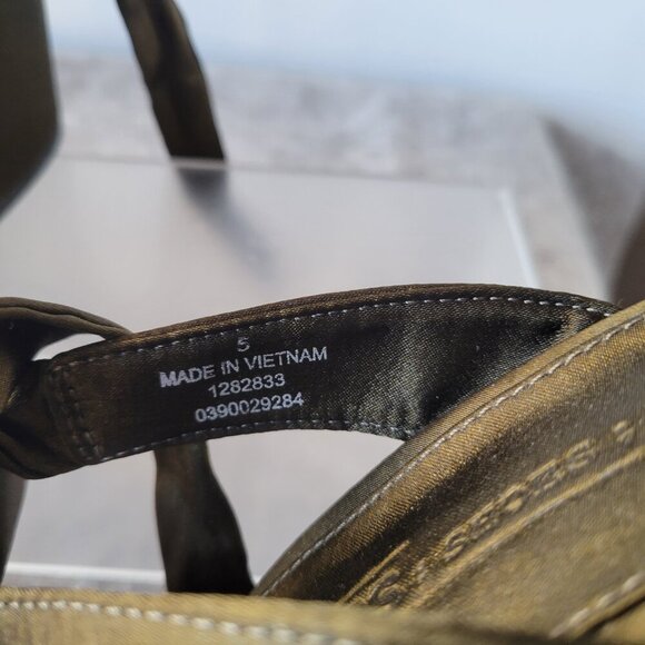 (NWT) ASOS Olive Green Satin Ankle Strap Block Heels Shoes (Size: 8) - Picture 8 of 10